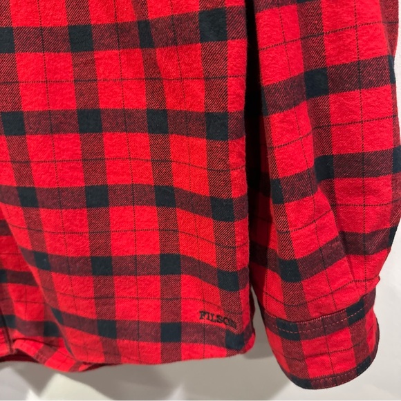 Filson Men's Alaskan Guide Shirt In Red and Black Plaid Flannel - Picture 8 of 10